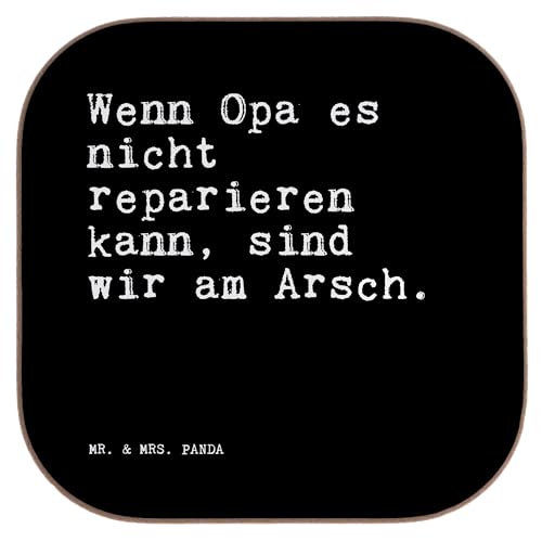 Mr. & Mrs. Panda Quadratische Untersetzer Wenn Opa es Nicht... - Geschenk, Geschenk Opa, Zitate, Weisheiten, Glasuntersetzer, Untersetzer Gläser, von Mr. & Mrs. Panda