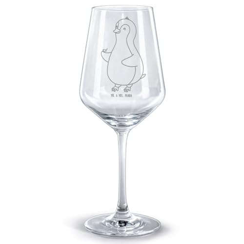 Mr. & Mrs. Panda Rotweinglas Pinguin Marienkäfer - Geschenk, Geschenk für Weinliebhaber, Lebensfreude, aufmerksam, Weinglas mit Gravur, Wunder, von Mr. & Mrs. Panda