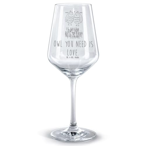 Mr. & Mrs. Panda Rotweinglas Eulen Liebe - Geschenk, Spülmaschinenfeste Weingläser, Weinglas mit Gravur, Freundin Geschenk, Rotwein Glas, romantisch, von Mr. & Mrs. Panda