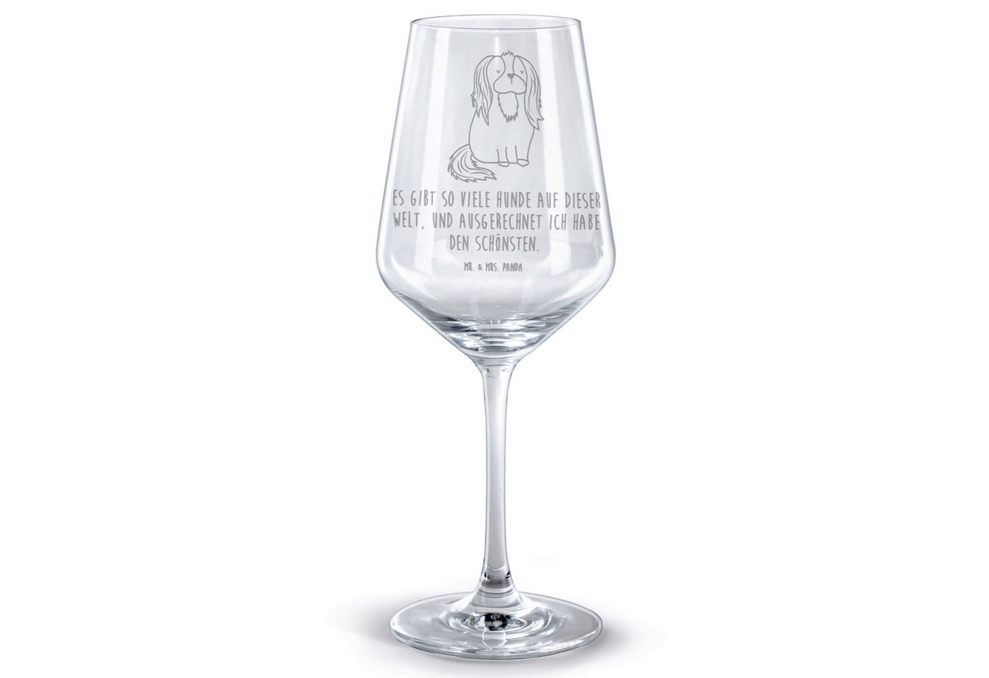 Mr. & Mrs. Panda Rotweinglas Hund Cavalier King Charles Spaniel - Transparent - Geschenk, Weinglas, Premium Glas, Feine Lasergravur von Mr. & Mrs. Panda