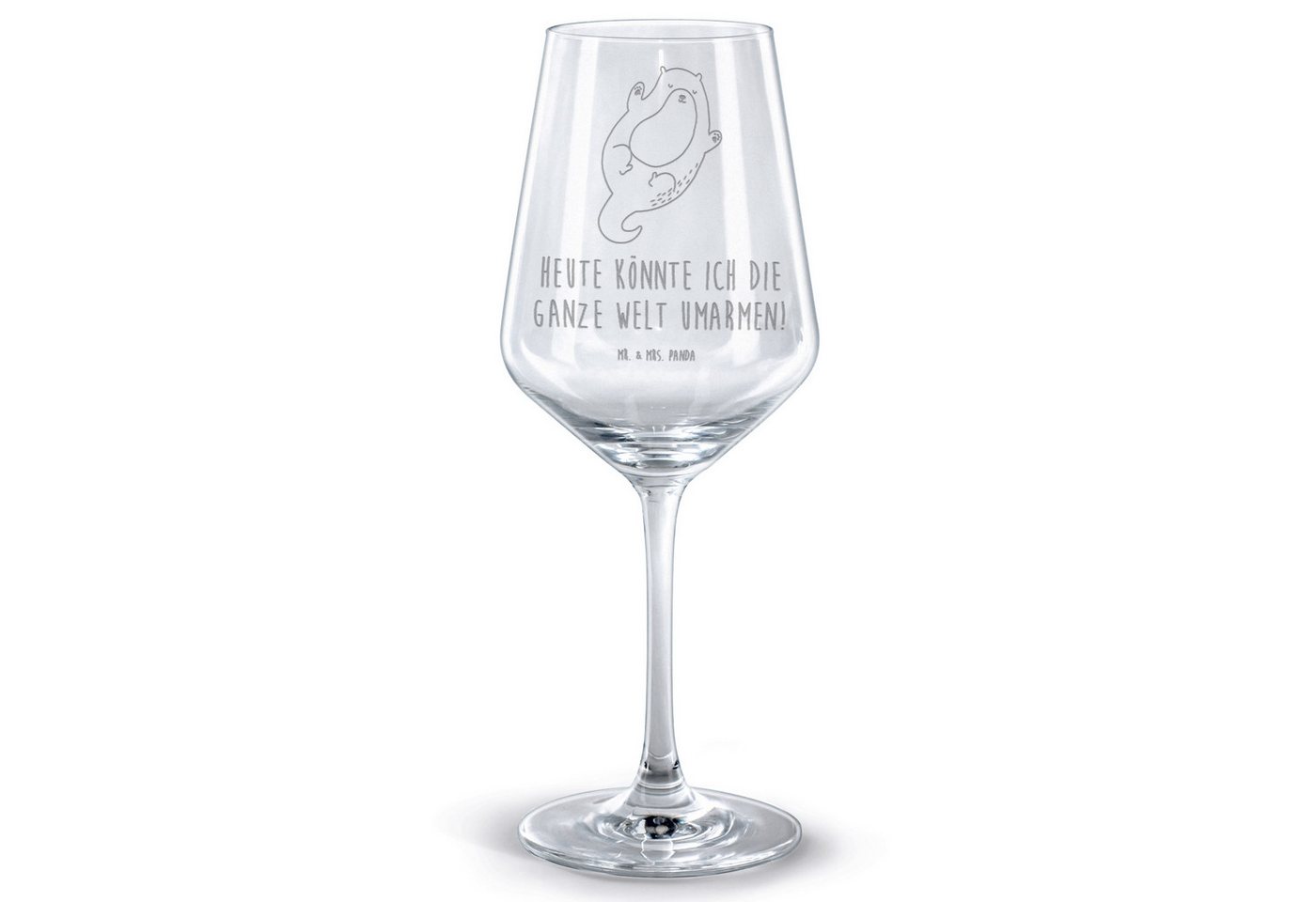 Mr. & Mrs. Panda Rotweinglas Otter Umarmen - Transparent - Geschenk, Geschenk für Weinliebhaber, F, Premium Glas, Spülmaschinenfest von Mr. & Mrs. Panda