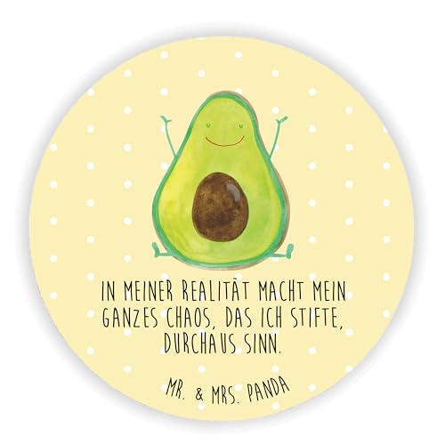 Mr. & Mrs. Panda Rund Magnet Avocado Happy - Geschenk, Veggie, Motivmagnete, Souvenir Magnet, Juhuu, Kühlschrank Dekoration, Chaos, Frucht, von Mr. & Mrs. Panda