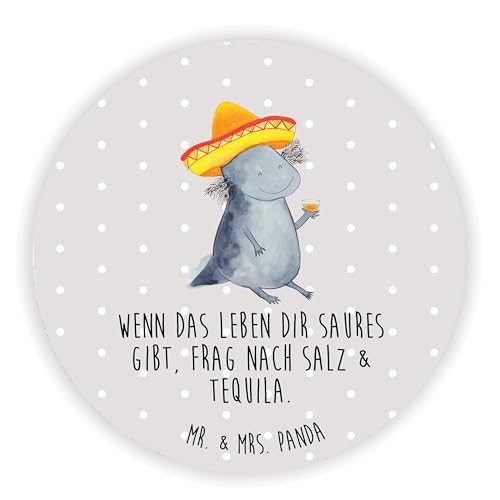 Mr. & Mrs. Panda Rund Magnet Axolotl Tequila - Geschenk, Mexiko, Urlaub, Souvenir Magnet, Motivation, Party, Molch, Kühlschrankmagnet, Dekomagnet, von Mr. & Mrs. Panda