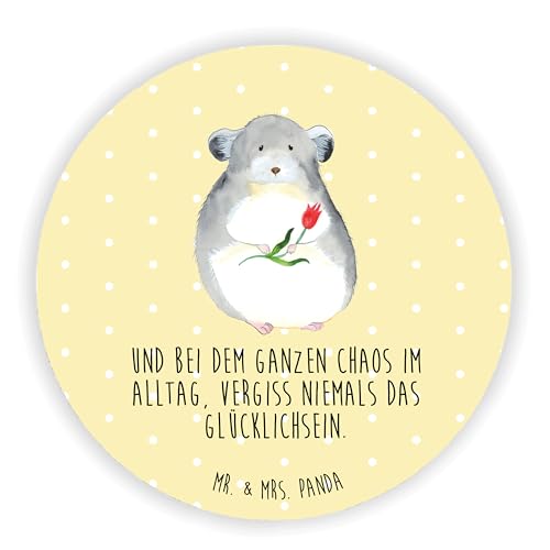 Mr. & Mrs. Panda Rund Magnet Chinchilla mit Blume - Geschenk, Tiere, Kühlschrankmagnet, lustige Sprüche, Whiteboard Magnet, Depressionen, von Mr. & Mrs. Panda