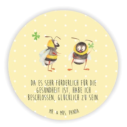 Mr. & Mrs. Panda Rund Magnet Hummeln mit Kleeblatt - Geschenk, Biene Deko, Kühlschrankmagnet, Dekomagnet, Spruch schön, Tiere, Motivmagnete, lustige von Mr. & Mrs. Panda