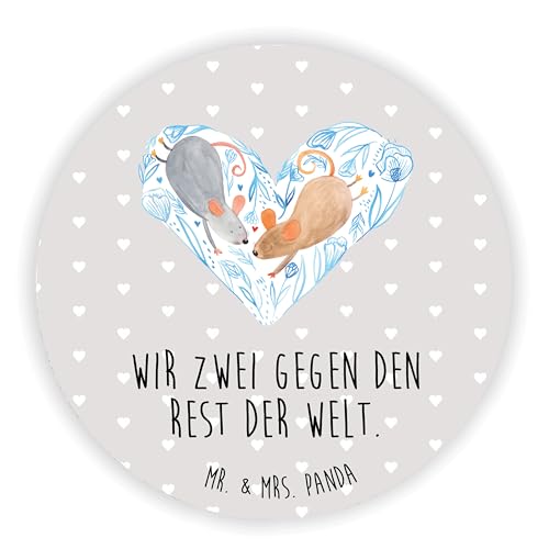 Mr. & Mrs. Panda Rund Magnet Mäuse Herz - Geschenk, Gemeinsamkeit, Souvenir Magnet, Maus, Kühlschrankmagnet, Partner, Liebe, Dekomagnet, Kühlschrank von Mr. & Mrs. Panda