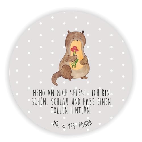 Mr. & Mrs. Panda Rund Magnet Otter Blumenstrauß - Geschenk, Kühlschrankmagnet, Seeotter, Pinnwandmagnet, Whiteboard Magnet, Souvenir Magnet, von Mr. & Mrs. Panda