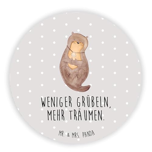 Mr. & Mrs. Panda Rund Magnet Otter mit Muschelmedaillon - Geschenk, Seeotter, Motivmagnete, Dekomagnet, Kühlschrankmagnet, Whiteboard Magnet, von Mr. & Mrs. Panda