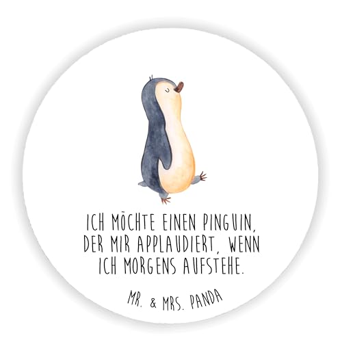 Mr. & Mrs. Panda Rund Magnet Pinguin marschierend - Geschenk, Schwester, spazieren, Bruder, Langschläfer, Kühlschrankmagnet, stolz, Souvenir Magnet, von Mr. & Mrs. Panda