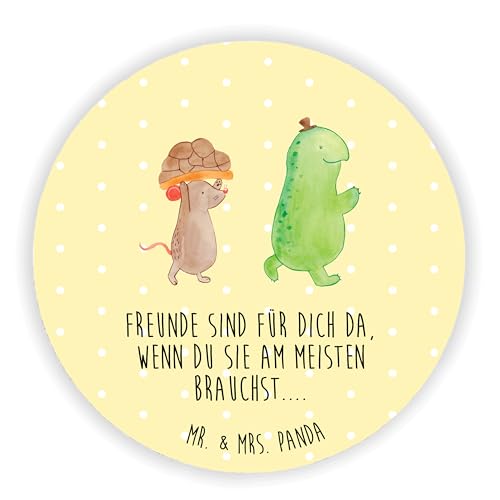 Mr. & Mrs. Panda Rund Magnet Schildkröte & Maus - Geschenk, Notiz Magnet, Dekomagnet, Motivmagnete, Freunde, fröhlich, Kühlschrank Dekoration, Beste von Mr. & Mrs. Panda