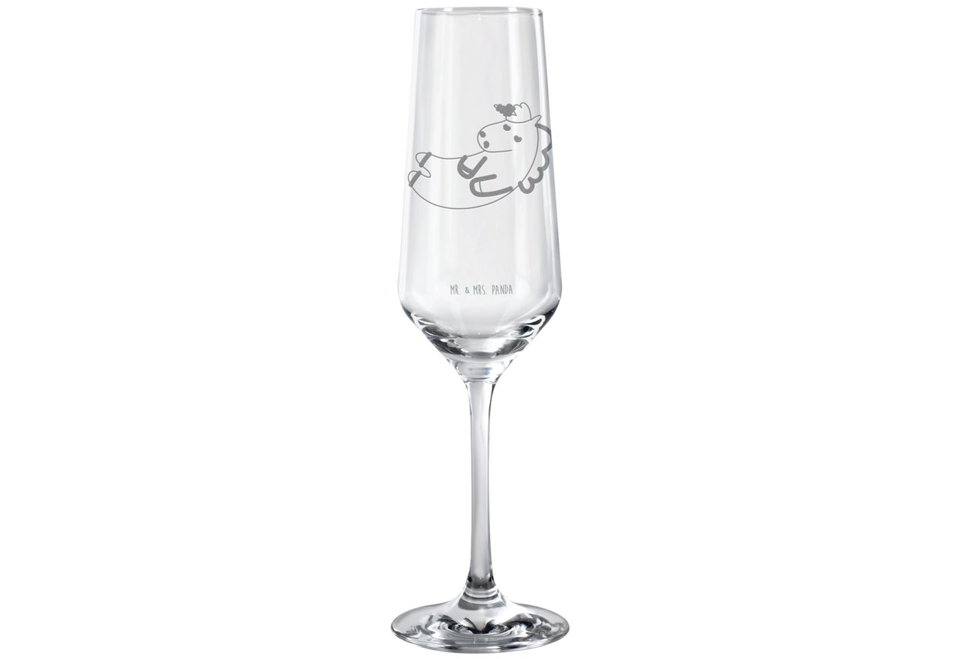 Mr. & Mrs. Panda Sektglas Einhorn Wolke 7 - Transparent - Geschenk, Spülmaschinenfeste Sektgläs, Premium Glas, Stilvolle Gravur von Mr. & Mrs. Panda