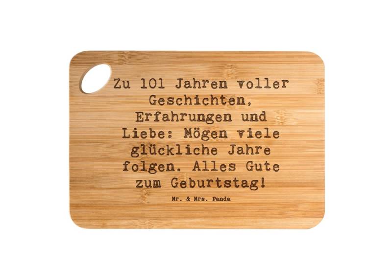 Mr. & Mrs. Panda Servierbrett 101. Geburtstag - Transparent - Geschenk, Schneidebrett Holz, Holz Br, Bambus, (1-St), Umweltfreundlich von Mr. & Mrs. Panda