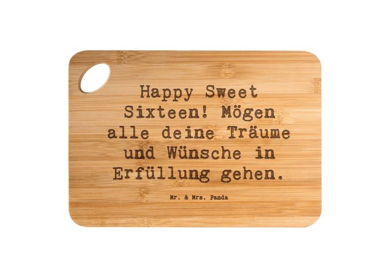 Mr. & Mrs. Panda Servierbrett 16. Geburtstag - Transparent - Geschenk, Schneidebrett Holz, personal, Bambus, (1-St), Individuelle Gravuren von Mr. & Mrs. Panda