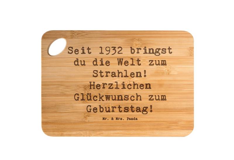 Mr. & Mrs. Panda Servierbrett Spruch 1932 Geburtstag Strahlen - Transparent - Geschenk, Holz Brette, Bambus, (1-St) von Mr. & Mrs. Panda