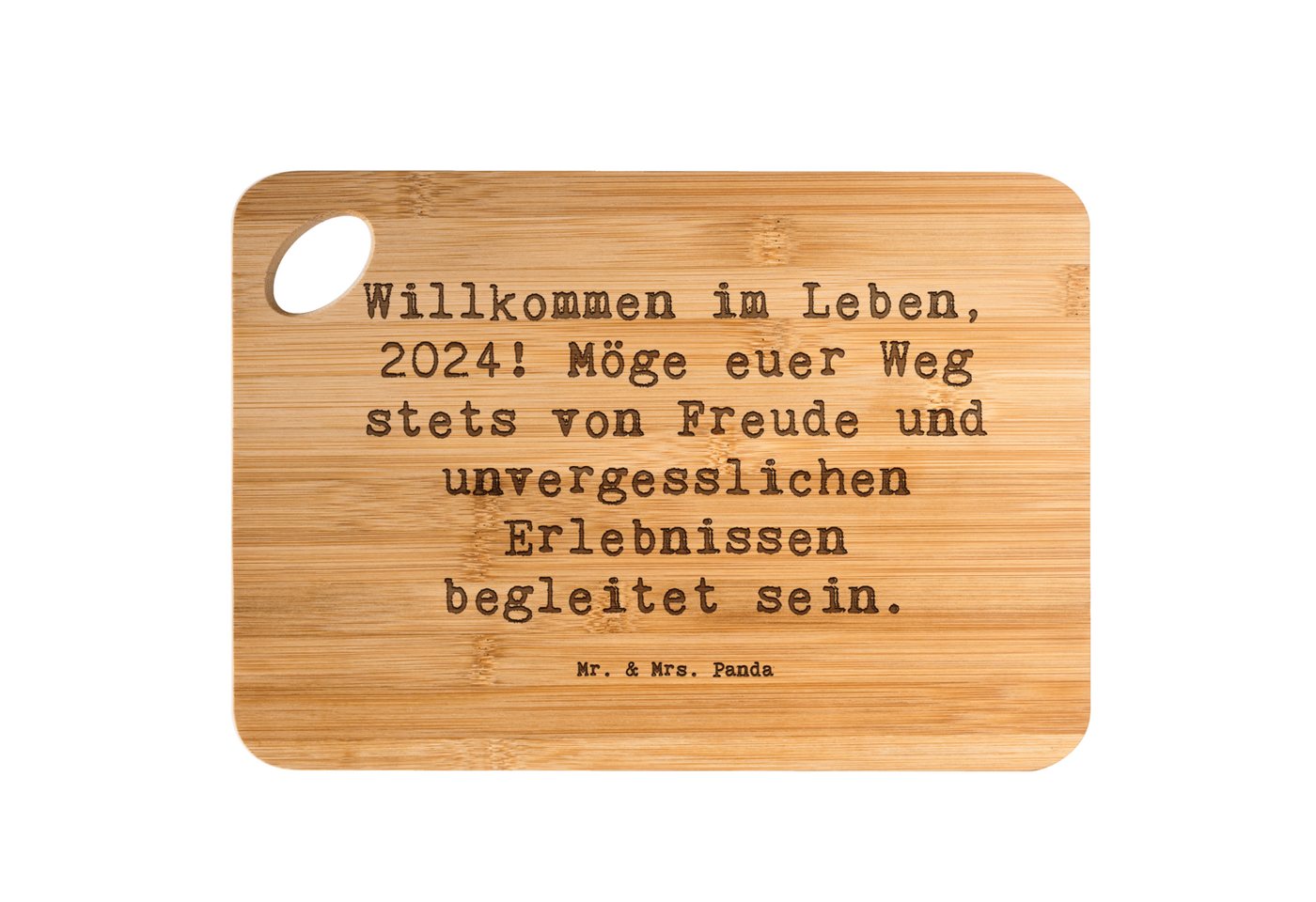 Mr. & Mrs. Panda Servierbrett 2024 Geburtstag - Transparent - Geschenk, Freude, Schneidebrett, Holz, Bambus, (1-St), Nachhaltiges Material von Mr. & Mrs. Panda