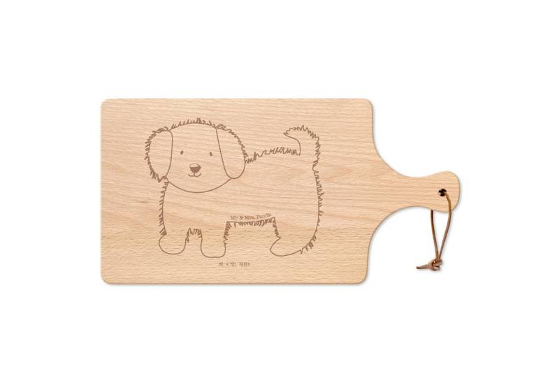 Mr. & Mrs. Panda Servierbrett Hund Flauschig, Holzbrett, Transparent, schneidbrett, Süß, Sprüche, H, Buchenholz, (Packung, 1-St) von Mr. & Mrs. Panda