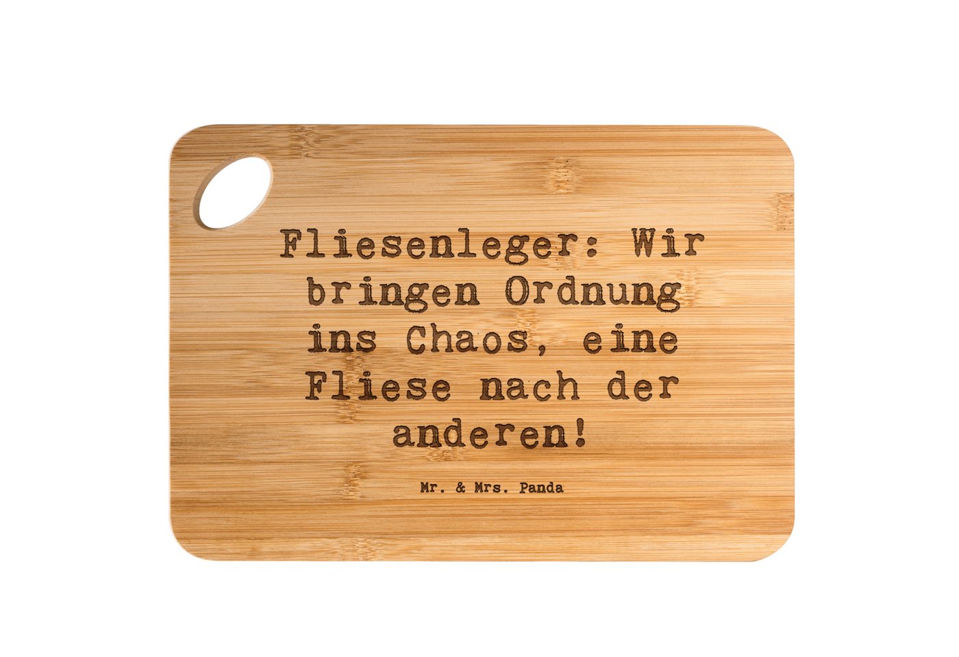 Mr. & Mrs. Panda Servierbrett Spruch Fliesenleger: Wir bringen Ordnung ins Chaos, eine Fliese nach, Bambus, (1-St) von Mr. & Mrs. Panda