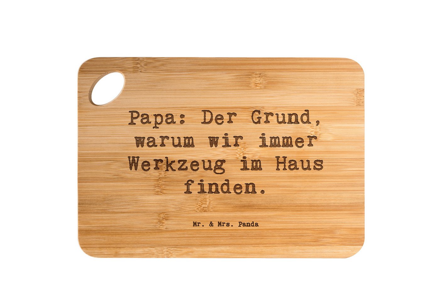 Mr. & Mrs. Panda Servierbrett Spruch Papa Werkzeug - Transparent - Geschenk, Frühstücksbrett, handg, Bambus, (1-St) von Mr. & Mrs. Panda