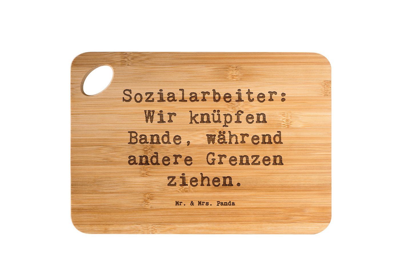 Mr. & Mrs. Panda Servierbrett Spruch Sozialarbeiterin Bande knüpfen - Transparent - Geschenk, Holz, Bambus, (1-St) von Mr. & Mrs. Panda