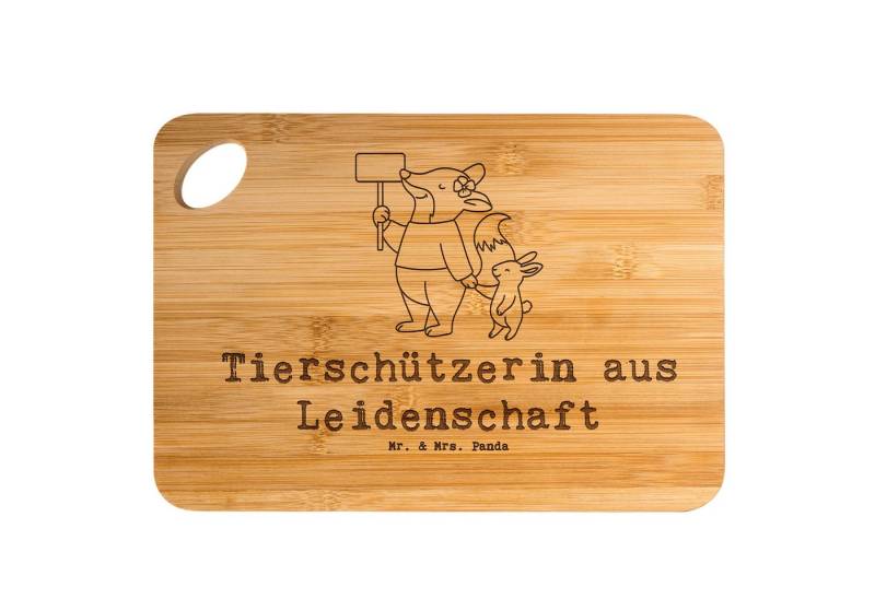 Mr. & Mrs. Panda Servierbrett Tierschützerin Leidenschaft, Holzbrett, Transparent, Geschenk, Schnei, Bambus, (Packung, 1-St) von Mr. & Mrs. Panda