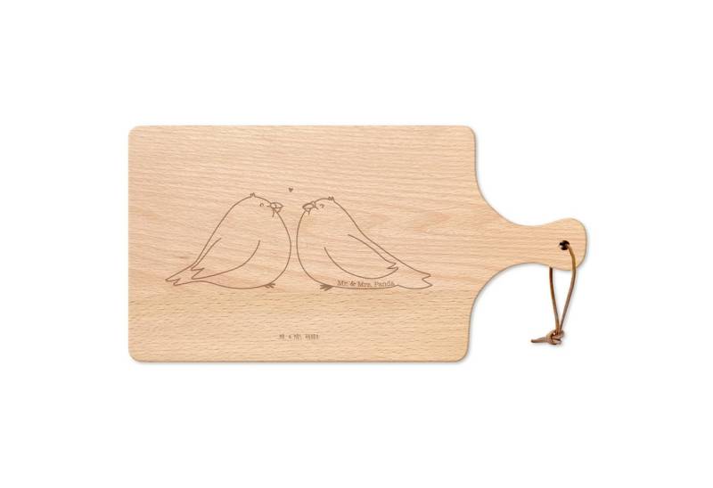 Mr. & Mrs. Panda Servierbrett Turteltauben Liebe, holz schneidbrett, Transparent, Freundin, Frühstü, Buchenholz, (Packung, 1-St) von Mr. & Mrs. Panda