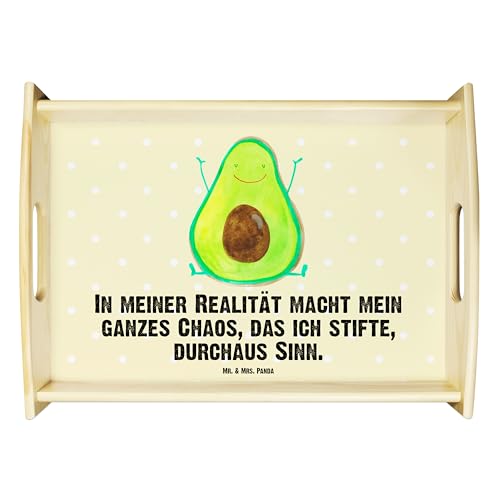 Mr. & Mrs. Panda Serviertablett Avocado Happy - Geschenk, Frucht, Freude, Vegan, Veggie, Gesund, Dekotablett, Chaos, Küchentablett, von Mr. & Mrs. Panda