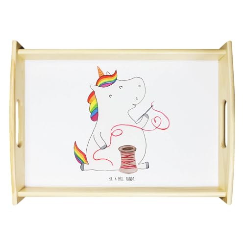 Mr. & Mrs. Panda Serviertablett Einhorn Näherin - Geschenk, Frühstückstablett, Holztablett, nähen, Küchentablett, basteln, Dekotablett, Einhörner, Mr. & Mrs. Panda Serviertablett Einhorn Näherin - Geschenk, Frühstückstablett, Holztablett, nähen, Küchentablett, basteln, Dekotablett, Einhörner, von Mr. & Mrs. Panda