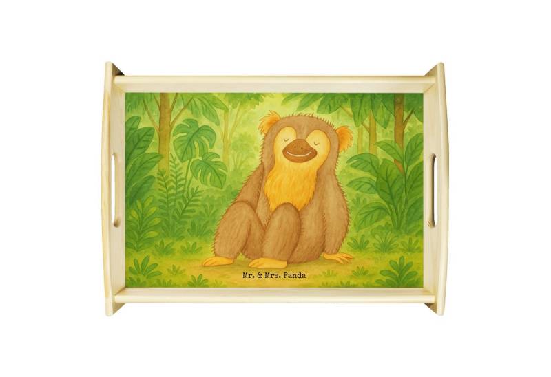 Mr. & Mrs. Panda Tablett Affe Design, betttablett, Weiß, Liebe, Tablett, Afrika, Serviertablet, Echtholz lasiert, (Packung, 1-tlg) von Mr. & Mrs. Panda