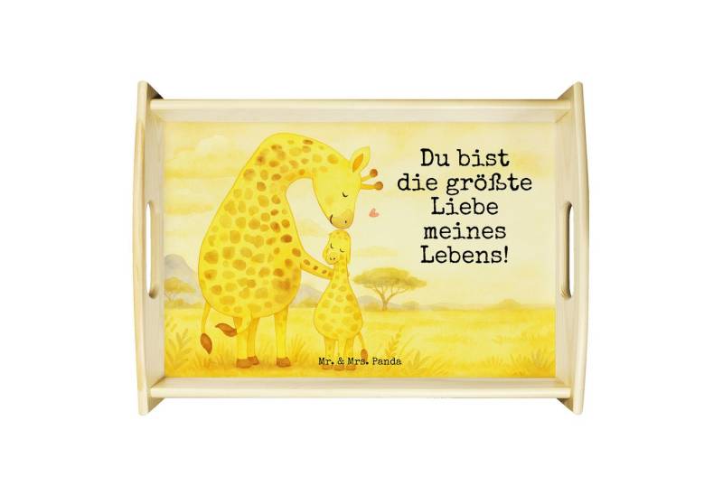 Mr. & Mrs. Panda Tablett Giraffe Kind Design, Tablett, Weiß, Tochter, betttablett, Frühstückst, Echtholz lasiert, (Packung, 1-tlg) von Mr. & Mrs. Panda