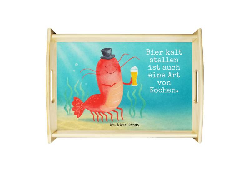 Mr. & Mrs. Panda Tablett Hummer Weizen Design, betttablett, Weiß, Garnelen, Kochen, Wirtschaft, Echtholz lasiert, (Packung, 1-tlg) von Mr. & Mrs. Panda
