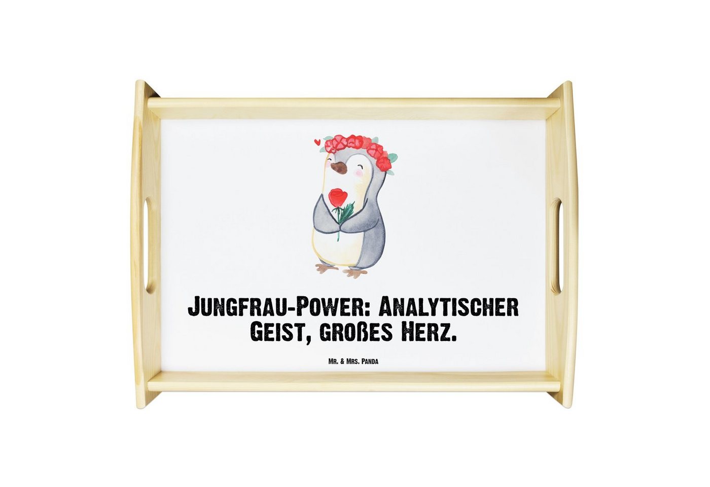 Mr. & Mrs. Panda Tablett Jungfrau Astrologie - Weiß - Geschenk, Geschenke für Frauen, Küchenta, Echtholz lasiert, (1-tlg), Kratzfeste Oberfläche von Mr. & Mrs. Panda