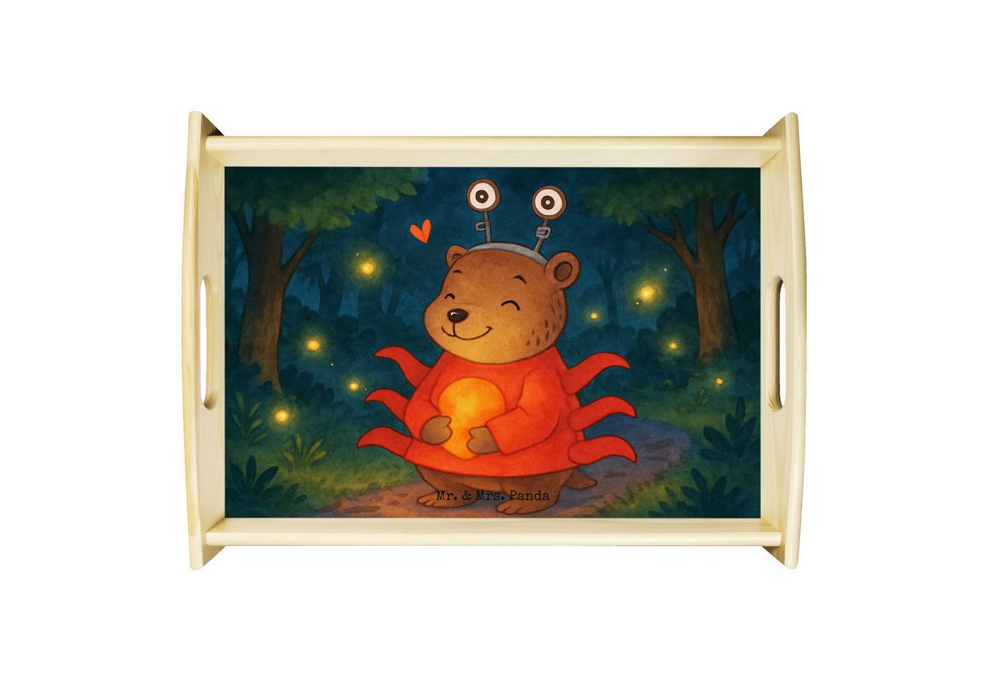 Mr. & Mrs. Panda Tablett Krebs Astrologie Design, Tablett, Weiß, betttablett, sofatablett, Ste, Echtholz lasiert, (Packung, 1-tlg) von Mr. & Mrs. Panda