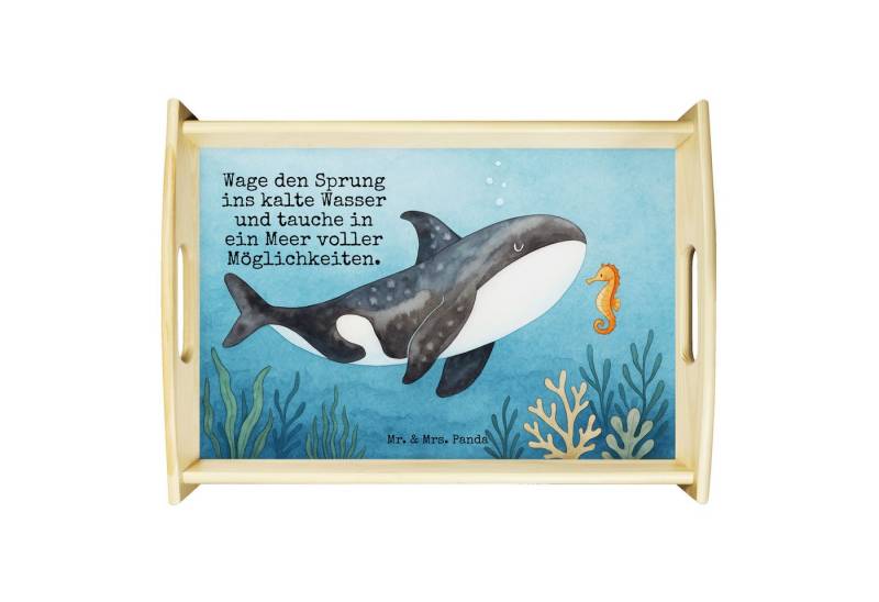 Mr. & Mrs. Panda Tablett Orca Design - Weiß - Geschenk, Meer, Möglichkeiten, Urlaub, Holztable, Echtholz lasiert, (Packung, 1-tlg., Orca), Farbenfrohe Designs von Mr. & Mrs. Panda