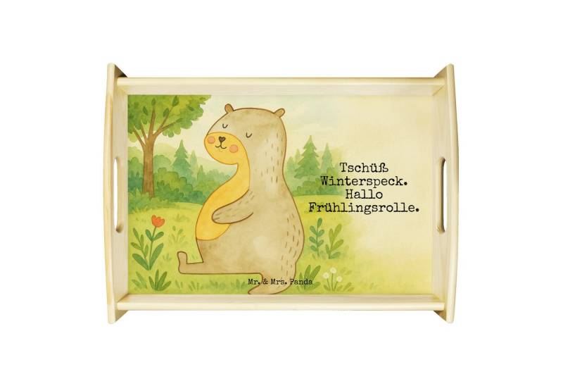 Mr. & Mrs. Panda Tablett Otter Bauch Design, Tablett, Weiß, Winterspeck, betttablett, sofatabl, Echtholz lasiert, (Packung, 1-tlg) von Mr. & Mrs. Panda