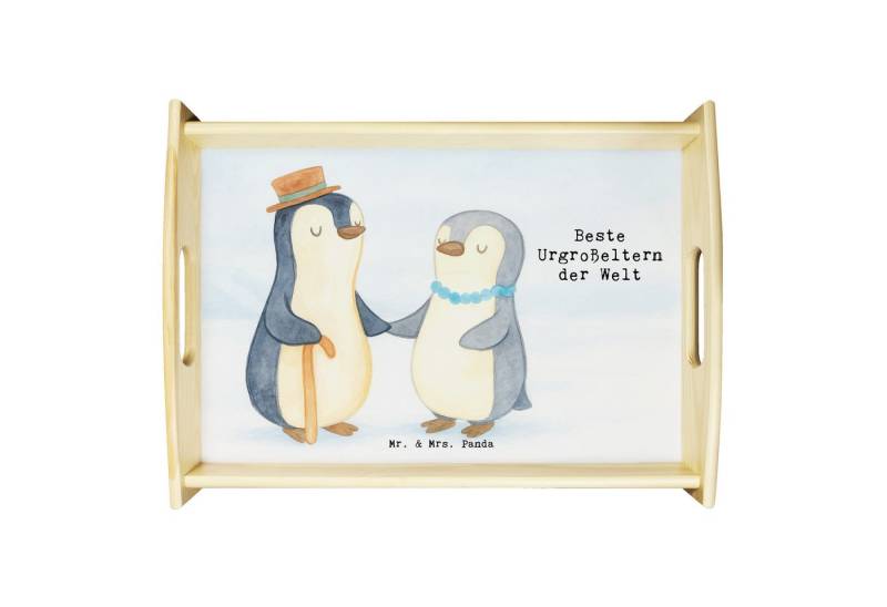 Mr. & Mrs. Panda Tablett Pinguin Beste Urgroßeltern der Welt Design, betttablett, Weiß, Oma, M, Echtholz lasiert, (Packung, 1-tlg) von Mr. & Mrs. Panda