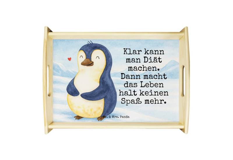 Mr. & Mrs. Panda Tablett Pinguin Diät Design, sofatablett, Weiß, betttablett, Motivation, Ping, Echtholz lasiert, (Packung, 1-tlg) von Mr. & Mrs. Panda