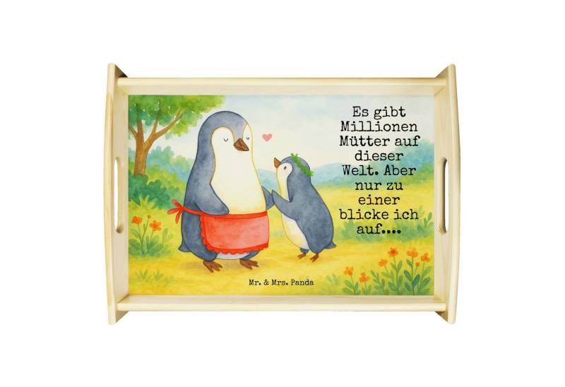 Mr. & Mrs. Panda Tablett Pinguin mit Kind Design, Tablett, Weiß, Familie, Tablett, aus holz, S, Echtholz lasiert, (Packung, 1-tlg) von Mr. & Mrs. Panda