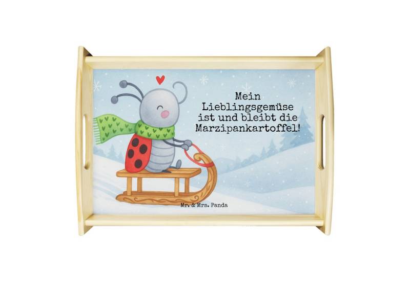 Mr. & Mrs. Panda Tablett Smörle Rodeln Design, betttablett, Weiß, tablett für bett, Winter, Ma, Echtholz lasiert, (Packung, 1-tlg) von Mr. & Mrs. Panda