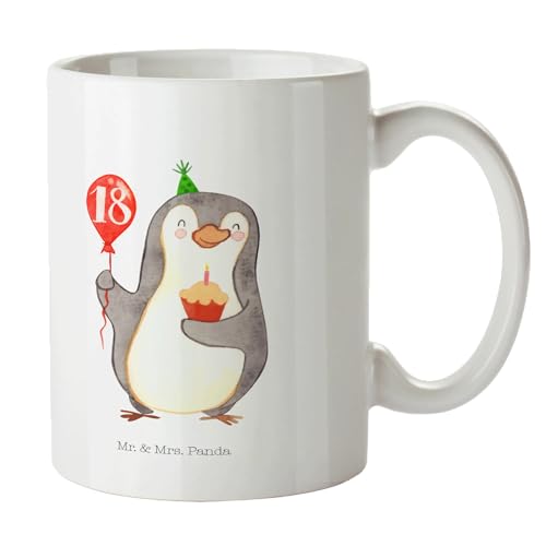Mr. & Mrs. Panda Tasse 18. Geburtstag Pinguin Luftballon - Geschenk, Kerze, Happy Birthday, Geschenk Tasse, Kaffeetassen, Muffin, Porzellantasse, Mr. & Mrs. Panda Tasse 18. Geburtstag Pinguin Luftballon - Geschenk, Kerze, Happy Birthday, Geschenk Tasse, Kaffeetassen, Muffin, Porzellantasse, von Mr. & Mrs. Panda