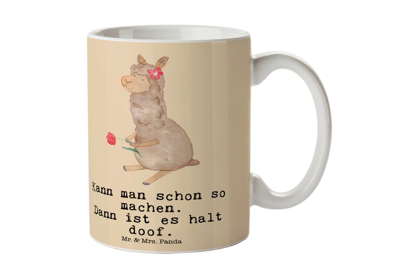 Mr. & Mrs. Panda Tasse Alpaka Blume - Kaktus Grün - Geschenk, Tasse, Lama, Teetasse, Tasse S, Keramik, Langlebige Designs von Mr. & Mrs. Panda