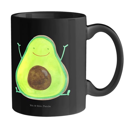 Mr. & Mrs. Panda Tasse Avocado Glücklich - Geschenk, Kaffeebecher, Juhuu, Porzellantasse, Chaos, Veggie, Büro Tasse, Vegan, Teebecher, Geschenk von Mr. & Mrs. Panda