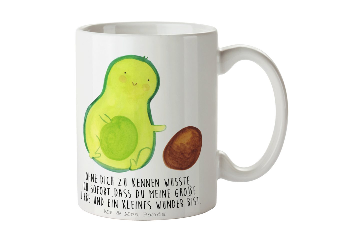 Mr. & Mrs. Panda Tasse Avocado Kern rollt - Weiß - Geschenk, Porzellantasse, Veggie, Becher, Keramik, Herzberührende Designs von Mr. & Mrs. Panda