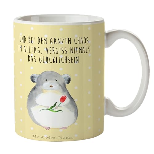 Mr. & Mrs. Panda Tasse Chinchilla Blume - Geschenk, Keramiktasse, Teetasse, Tiermotive, Geschenk Tasse, Kummer, Becher, Tiere, Kaffeebecher, von Mr. & Mrs. Panda