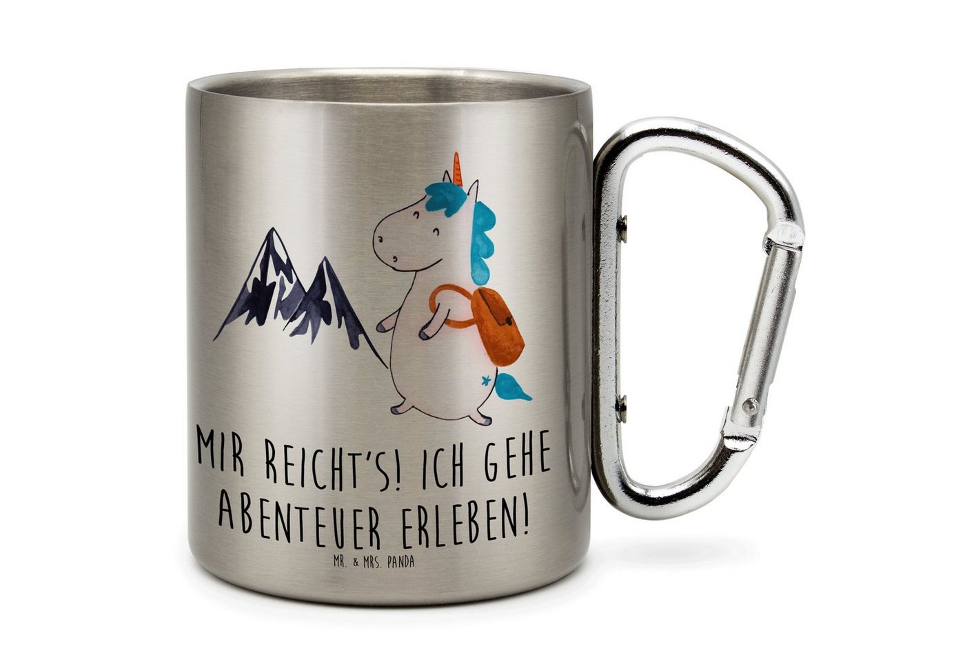 Mr. & Mrs. Panda Tasse Einhorn Bergsteiger - Transparent - Geschenk, Pegasus, Karabiner, Ein, Edelstahl, Robust & Isolierend von Mr. & Mrs. Panda