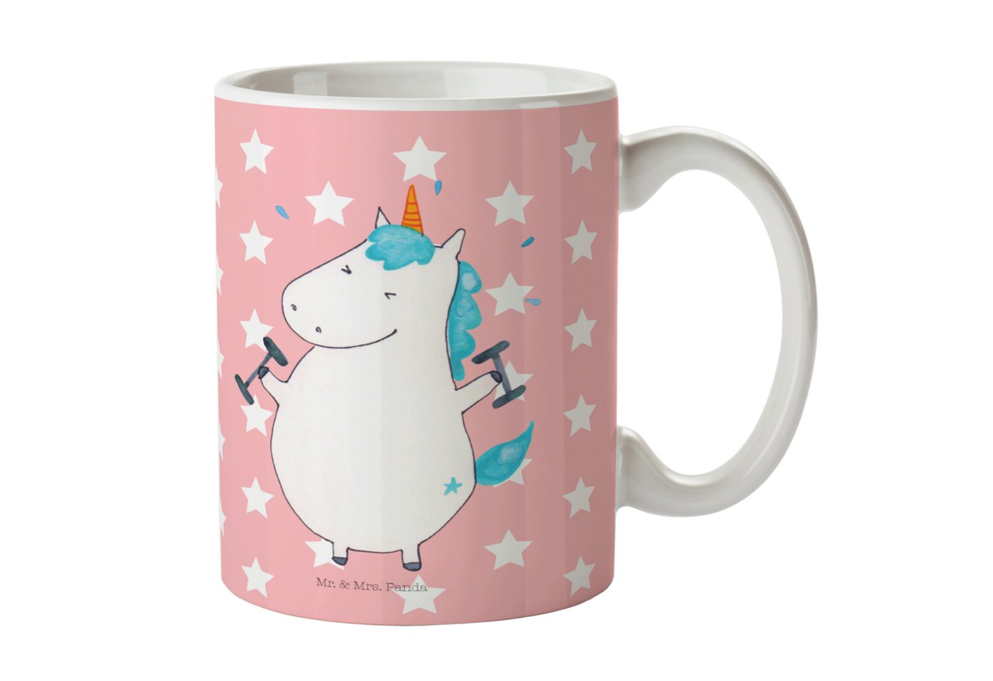 Mr. & Mrs. Panda Tasse Einhorn Fitness - Rot Pastell - Geschenk, Pumpen, Unicorn, Gym, Beche, Keramik, Herzberührende Designs von Mr. & Mrs. Panda