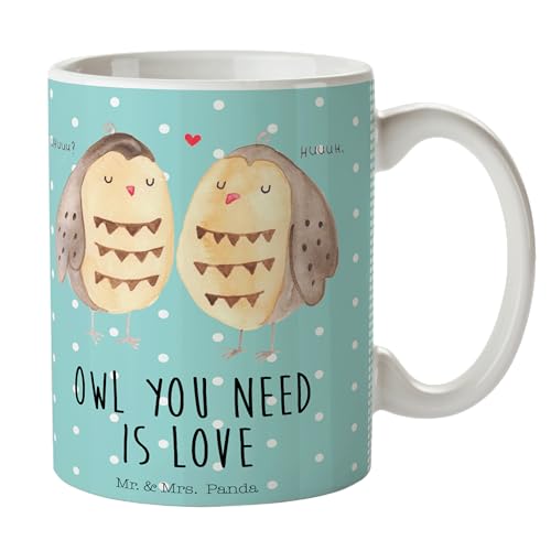 Mr. & Mrs. Panda Tasse Eulen Liebe - Geschenk, Wortspiel lustig, Teetasse, Hochzeit Spruch, Paar, Keramiktasse, Owl, Teebecher, Kaffeebecher, Tasse von Mr. & Mrs. Panda