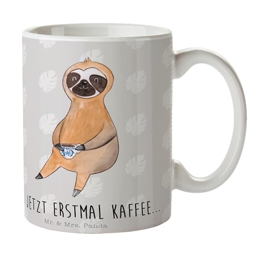 Mr. & Mrs. Panda Tasse Faultier Kaffee - Geschenk, Kaffeeliebe, Lieblingstier, erster Kaffee, Keramiktasse, Faultier Deko, Faultier Geschenk, von Mr. & Mrs. Panda