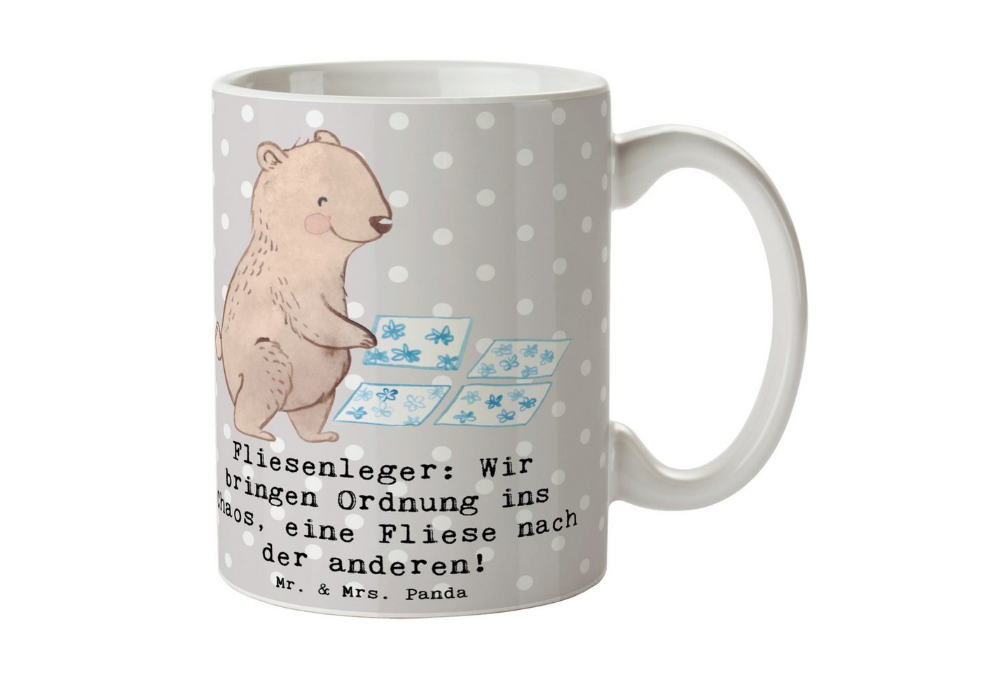 Mr. & Mrs. Panda Tasse Fliesenleger: Wir bringen Ordnung ins Chaos, eine Fliese nach der and, Keramik Mr. & Mrs. Panda Tasse Fliesenleger: Wir bringen Ordnung ins Chaos, eine Fliese nach der and, Keramik von Mr. & Mrs. Panda