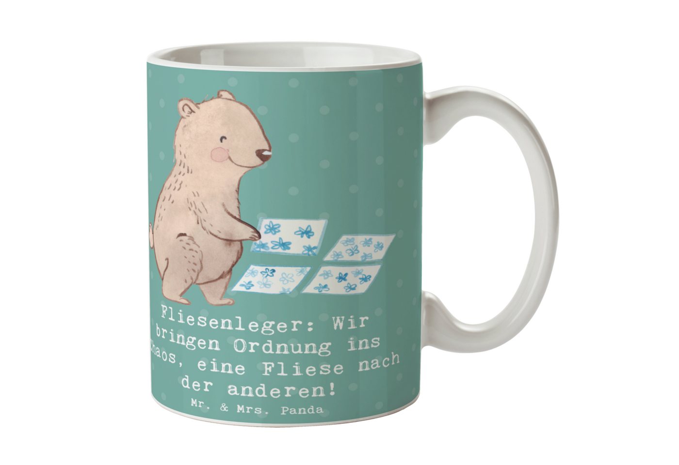 Mr. & Mrs. Panda Tasse Fliesenleger: Wir bringen Ordnung ins Chaos, eine Fliese nach der and, Keramik Mr. & Mrs. Panda Tasse Fliesenleger: Wir bringen Ordnung ins Chaos, eine Fliese nach der and, Keramik von Mr. & Mrs. Panda