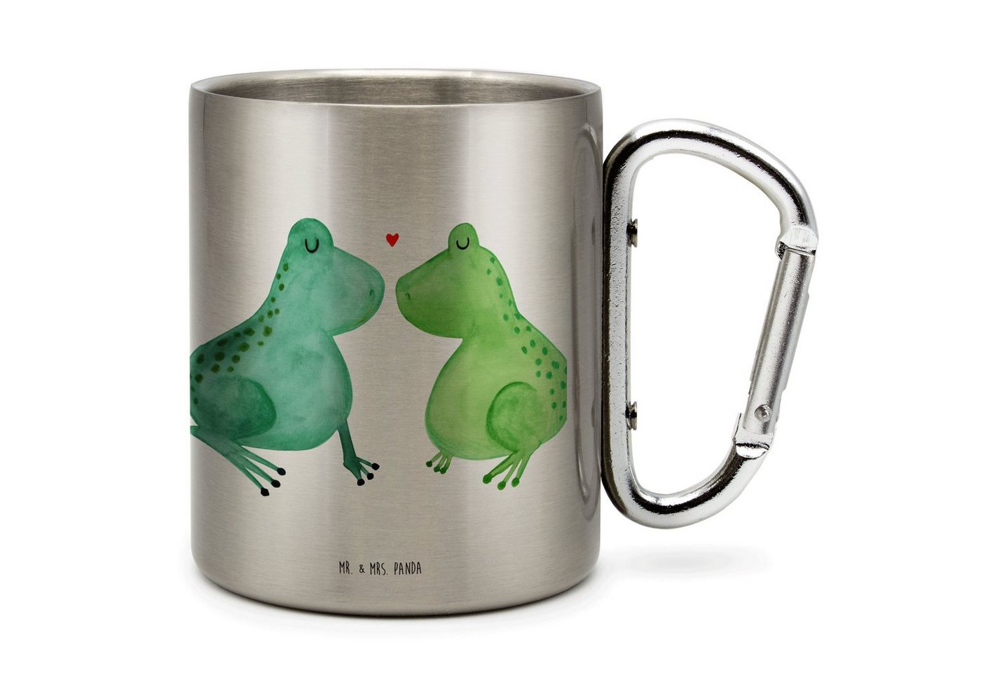 Mr. & Mrs. Panda Tasse Frosch Liebe - Transparent - Geschenk, Edelstahlbecher, Outdoor, Jahr, Edelstahl, Karabinerhaken von Mr. & Mrs. Panda